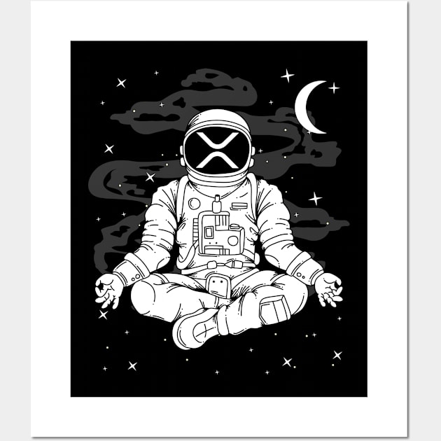 Astronaut Yoga Ripple XRP Coin To The Moon Crypto Token Cryptocurrency Blockchain Wallet Birthday Gift For Men Women Kids Wall Art by Thingking About